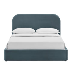 Keynote Cadet Blue Full Performance Velvet Storage Platform Bed Frame - Ornate Home