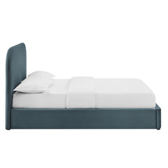Keynote Cadet Blue King Performance Velvet Storage Platform Bed Frame - Ornate Home