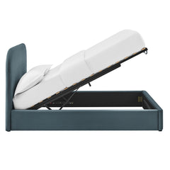 Keynote Cadet Blue King Performance Velvet Storage Platform Bed Frame - Ornate Home