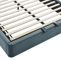 Keynote Cadet Blue King Performance Velvet Storage Platform Bed Frame - Ornate Home