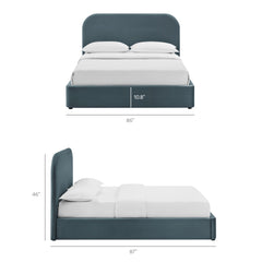 Keynote Cadet Blue King Performance Velvet Storage Platform Bed Frame - Ornate Home