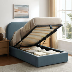 Keynote Cadet Blue Twin Performance Velvet Storage Platform Bed Frame - Ornate Home