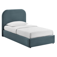 Keynote Cadet Blue Twin Performance Velvet Storage Platform Bed Frame - Ornate Home