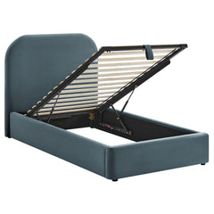 Keynote Cadet Blue Twin Performance Velvet Storage Platform Bed Frame - Ornate Home