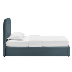Keynote Cadet Blue Twin Performance Velvet Storage Platform Bed Frame - Ornate Home