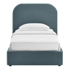 Keynote Cadet Blue Twin Performance Velvet Storage Platform Bed Frame - Ornate Home