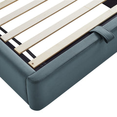 Keynote Cadet Blue Twin Performance Velvet Storage Platform Bed Frame - Ornate Home
