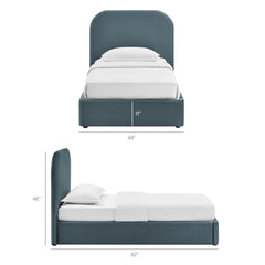 Keynote Cadet Blue Twin Performance Velvet Storage Platform Bed Frame - Ornate Home