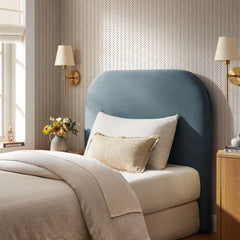 Keynote Cadet Blue Twin Stain-Resistant Performance Velvet Headboard - Ornate Home
