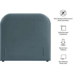 Keynote Cadet Blue Twin Stain-Resistant Performance Velvet Headboard - Ornate Home