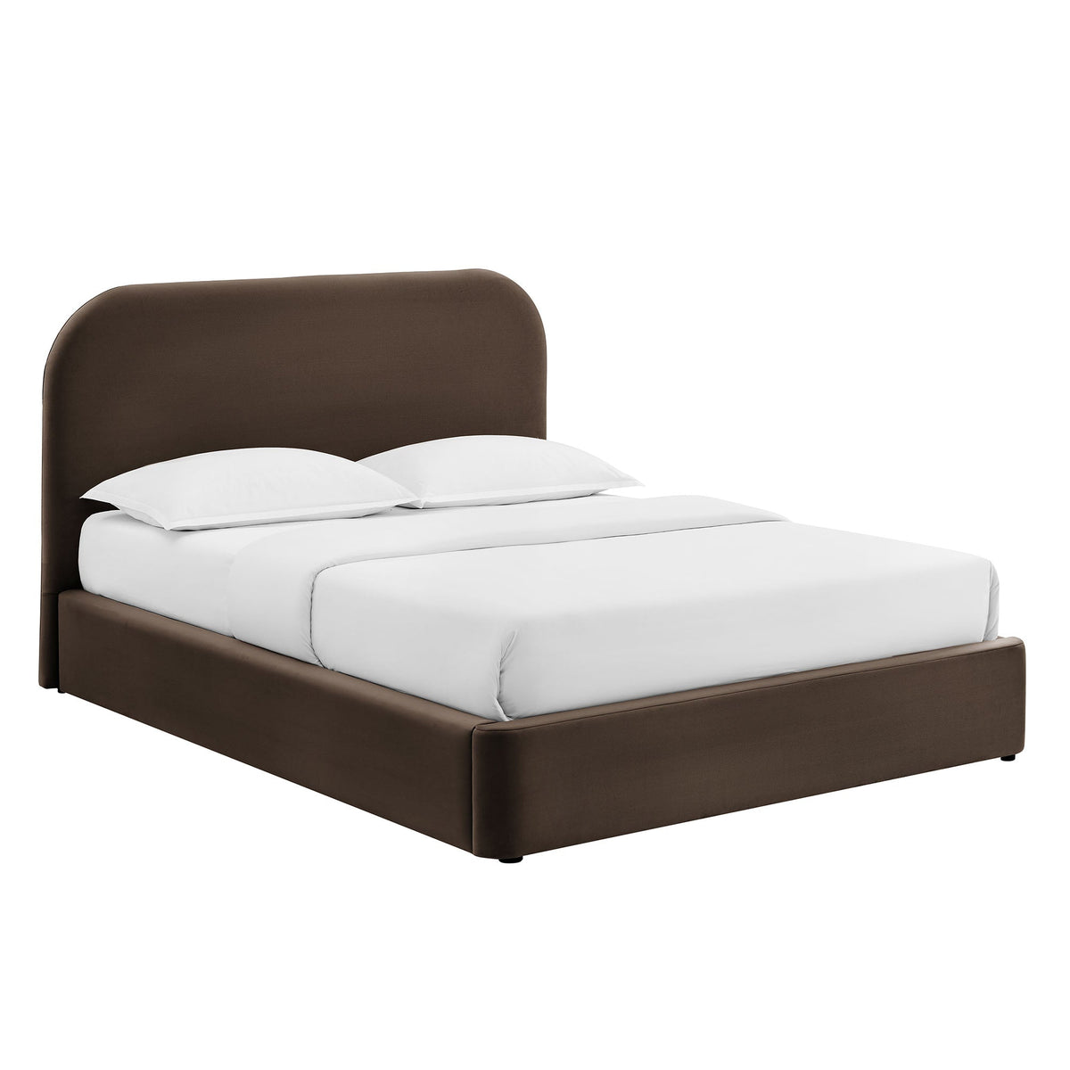 Keynote Chocolate Brown Queen Performance Velvet Storage Platform Bed Frame - Ornate Home