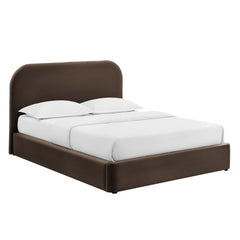 Keynote Chocolate Brown Queen Performance Velvet Storage Platform Bed Frame - Ornate Home