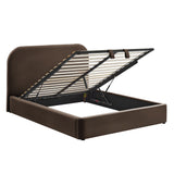 Keynote Chocolate Brown Queen Performance Velvet Storage Platform Bed Frame - Ornate Home