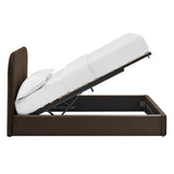 Keynote Chocolate Brown Queen Performance Velvet Storage Platform Bed Frame - Ornate Home