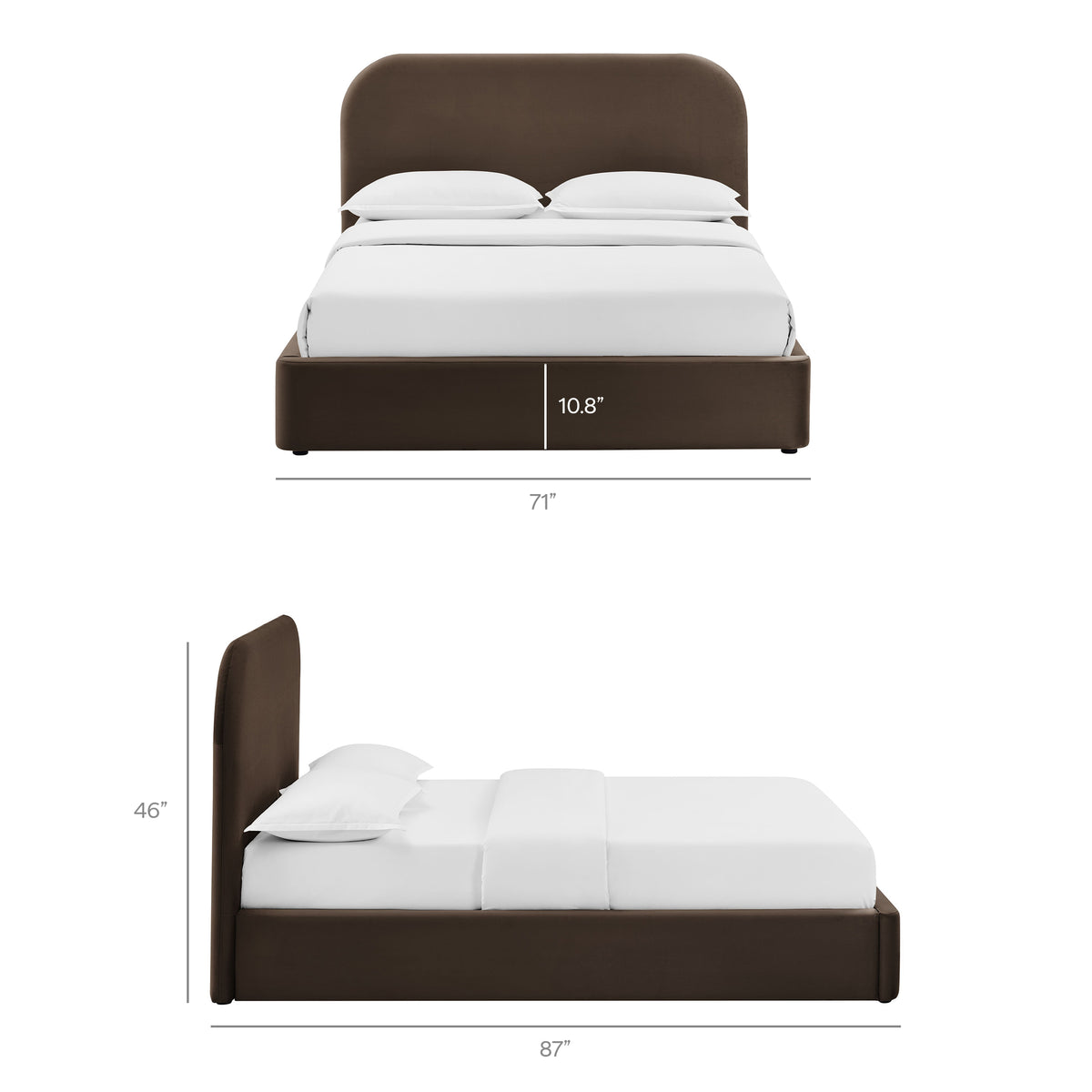 Keynote Chocolate Brown Queen Performance Velvet Storage Platform Bed Frame - Ornate Home