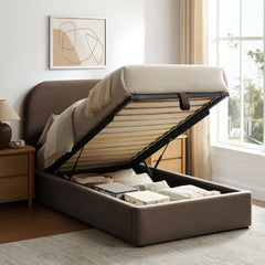 Keynote Chocolate Brown Twin Performance Velvet Storage Platform Bed Frame - Ornate Home