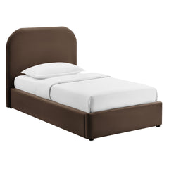 Keynote Chocolate Brown Twin Performance Velvet Storage Platform Bed Frame - Ornate Home