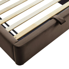 Keynote Chocolate Brown Twin Performance Velvet Storage Platform Bed Frame - Ornate Home
