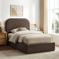 Keynote Chocolate Brown Twin Performance Velvet Storage Platform Bed Frame - Ornate Home