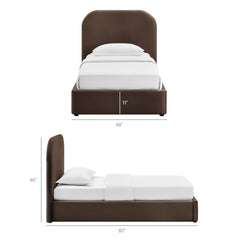 Keynote Chocolate Brown Twin Performance Velvet Storage Platform Bed Frame - Ornate Home