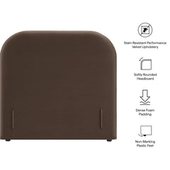 Keynote Chocolate Brown Twin Stain-Resistant Performance Velvet Headboard - Ornate Home