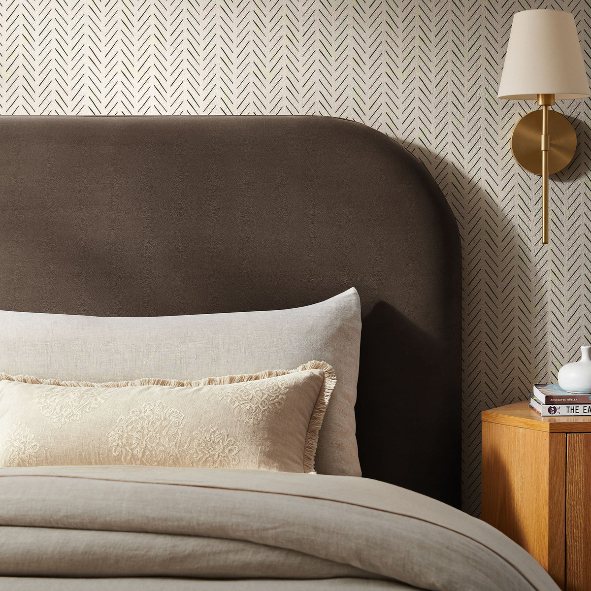 Keynote Chocolate Brown Twin Stain-Resistant Performance Velvet Headboard - Ornate Home