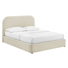 Keynote Ecru Full Fabric Upholstered Storage Platform Bed Frame - Ornate Home