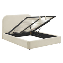 Keynote Ecru Full Fabric Upholstered Storage Platform Bed Frame - Ornate Home