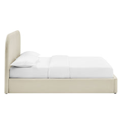 Keynote Ecru Full Fabric Upholstered Storage Platform Bed Frame - Ornate Home