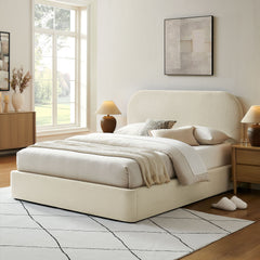 Keynote Ecru Full Fabric Upholstered Storage Platform Bed Frame - Ornate Home