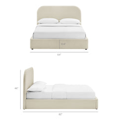 Keynote Ecru Full Fabric Upholstered Storage Platform Bed Frame - Ornate Home