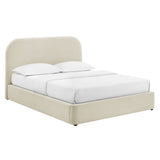 Keynote Ecru King Fabric Upholstered Storage Platform Bed Frame - Ornate Home