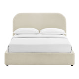 Keynote Ecru King Fabric Upholstered Storage Platform Bed Frame - Ornate Home