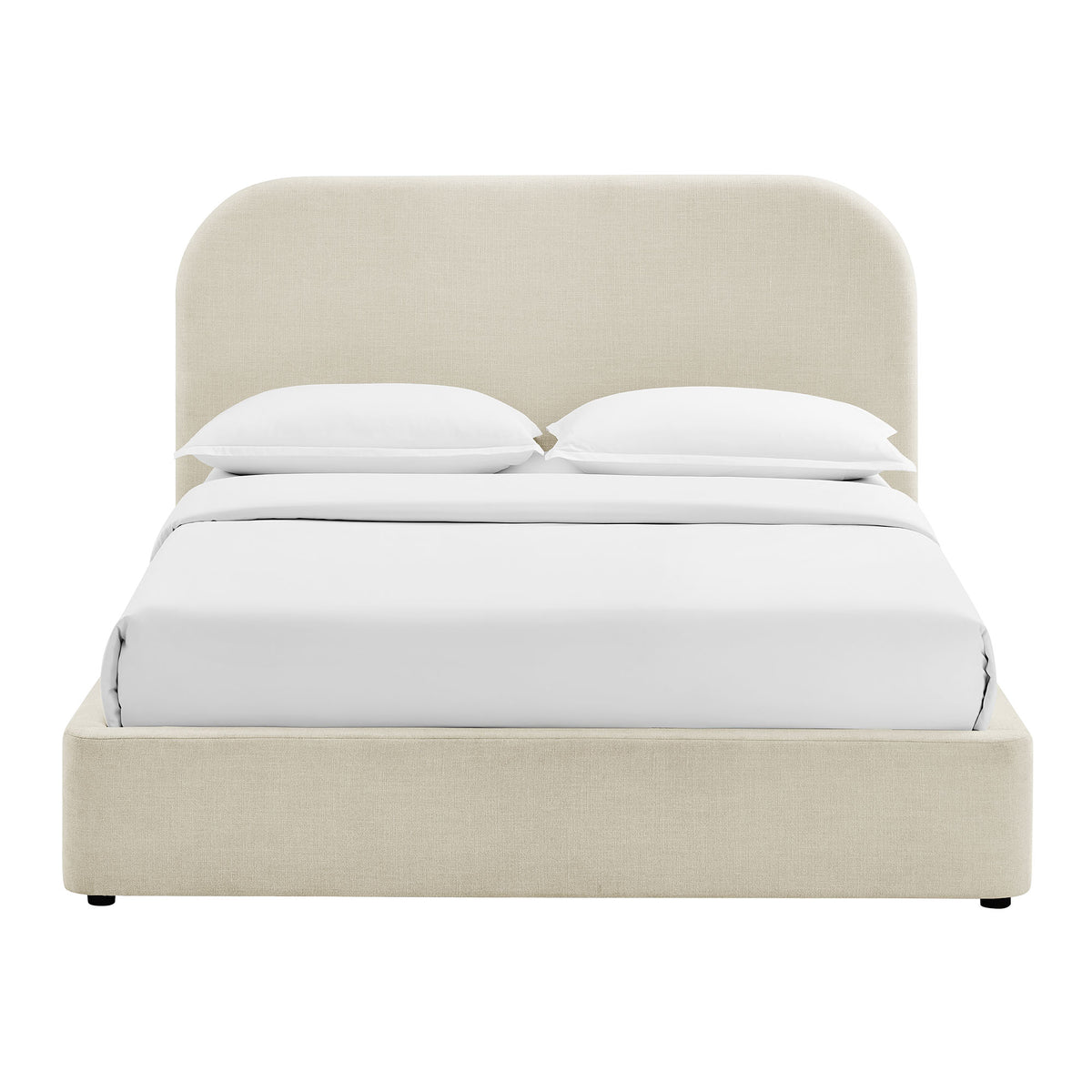 Keynote Ecru King Fabric Upholstered Storage Platform Bed Frame - Ornate Home