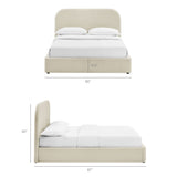 Keynote Ecru King Fabric Upholstered Storage Platform Bed Frame - Ornate Home