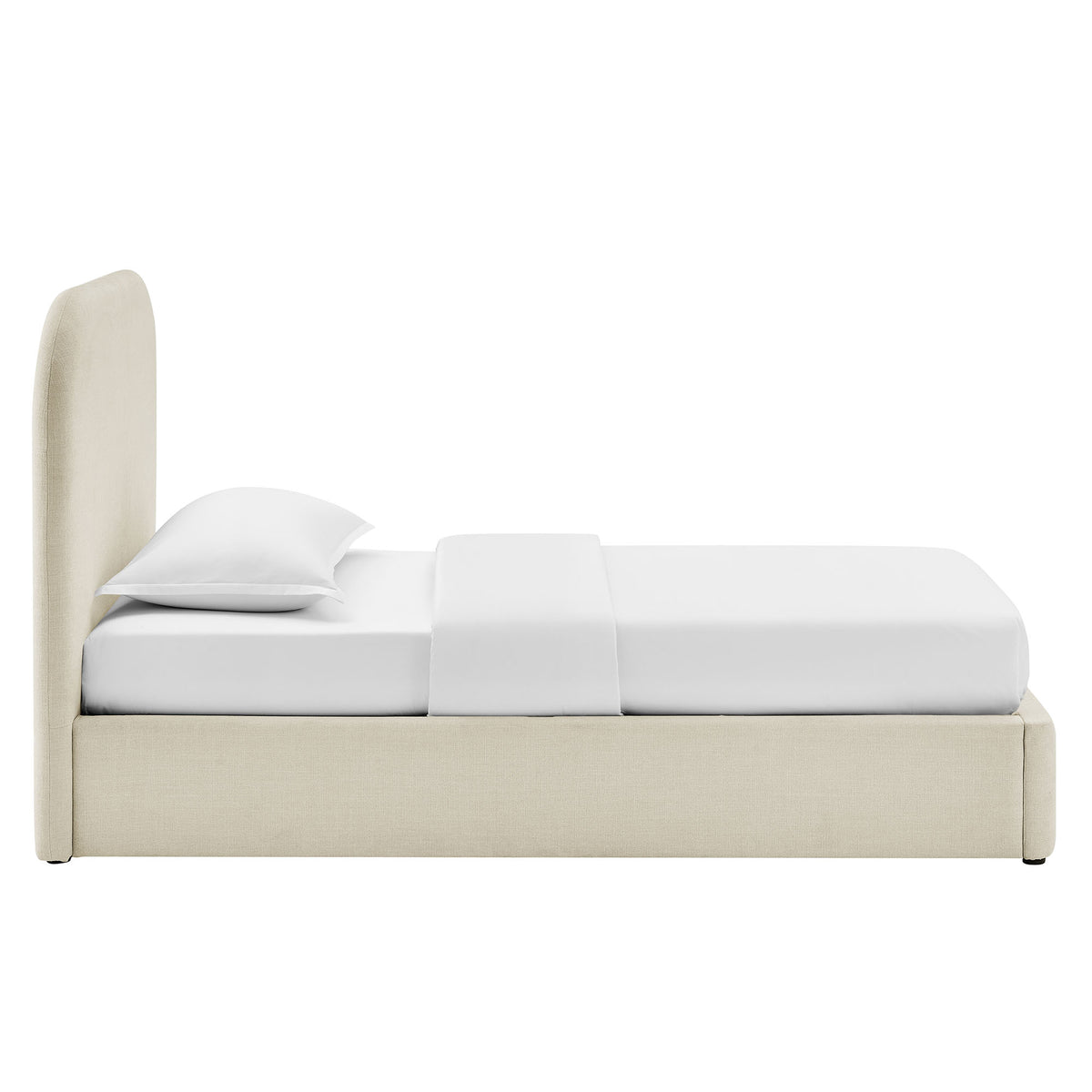 Keynote Ecru Twin Fabric Upholstered Storage Platform Bed Frame - Ornate Home