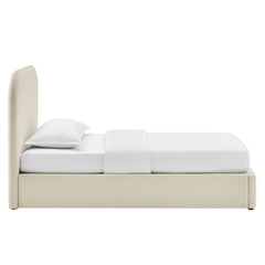 Keynote Ecru Twin Fabric Upholstered Storage Platform Bed Frame - Ornate Home