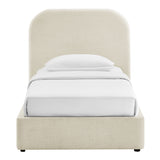 Keynote Ecru Twin Fabric Upholstered Storage Platform Bed Frame - Ornate Home