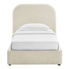 Keynote Ecru Twin Fabric Upholstered Storage Platform Bed Frame - Ornate Home