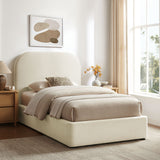Keynote Ecru Twin Fabric Upholstered Storage Platform Bed Frame - Ornate Home