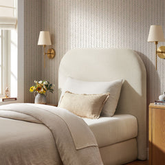 Keynote Ecru Twin Size Upholstered Fabric Headboard - Ornate Home