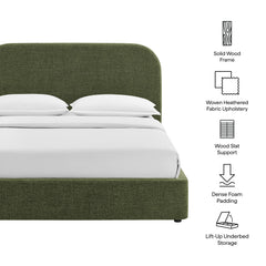Keynote Foliage King Fabric Upholstered Storage Platform Bed Frame - Ornate Home