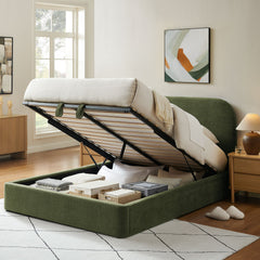 Keynote Foliage Queen Fabric Upholstered Storage Platform Bed Frame - Ornate Home