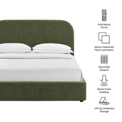 Keynote Foliage Queen Fabric Upholstered Storage Platform Bed Frame - Ornate Home
