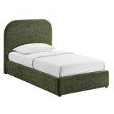 Keynote Foliage Twin Fabric Upholstered Storage Platform Bed Frame - Ornate Home