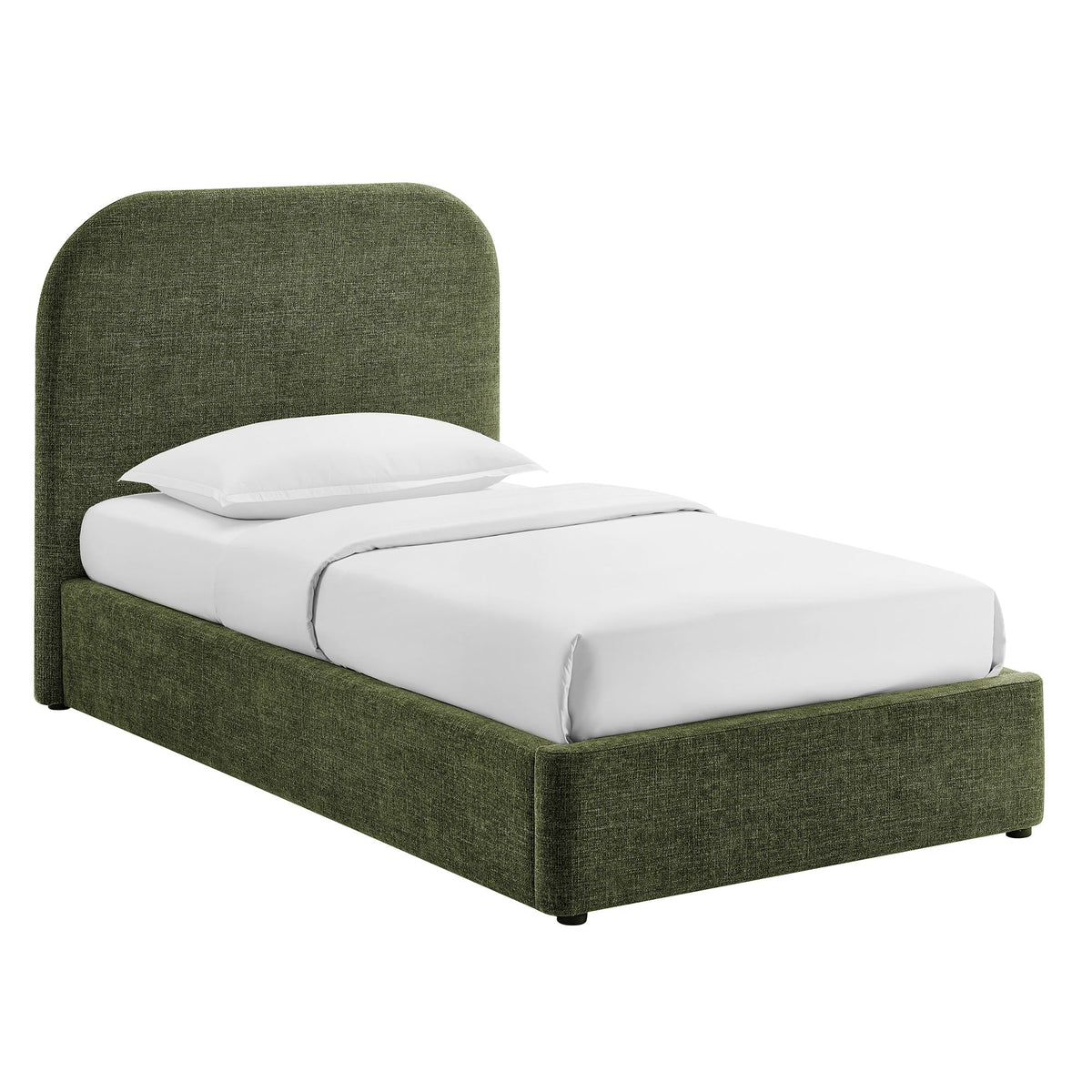 Keynote Foliage Twin Fabric Upholstered Storage Platform Bed Frame - Ornate Home