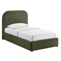 Keynote Foliage Twin Fabric Upholstered Storage Platform Bed Frame - Ornate Home