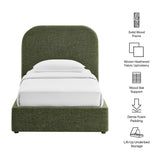 Keynote Foliage Twin Fabric Upholstered Storage Platform Bed Frame - Ornate Home