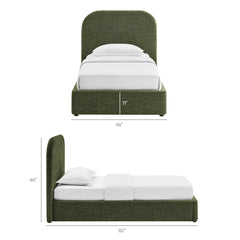 Keynote Foliage Twin Fabric Upholstered Storage Platform Bed Frame - Ornate Home