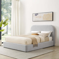 Keynote Heathered Weave Light Gray Upholstered Fabric Curved Full Platform Bed - Ornate Home